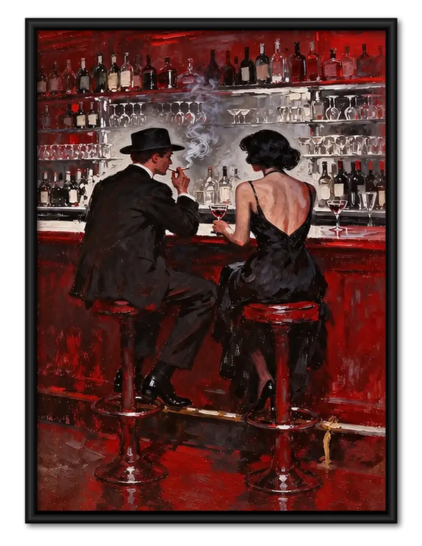 Elegant Couple at the Red Bar Wall Art