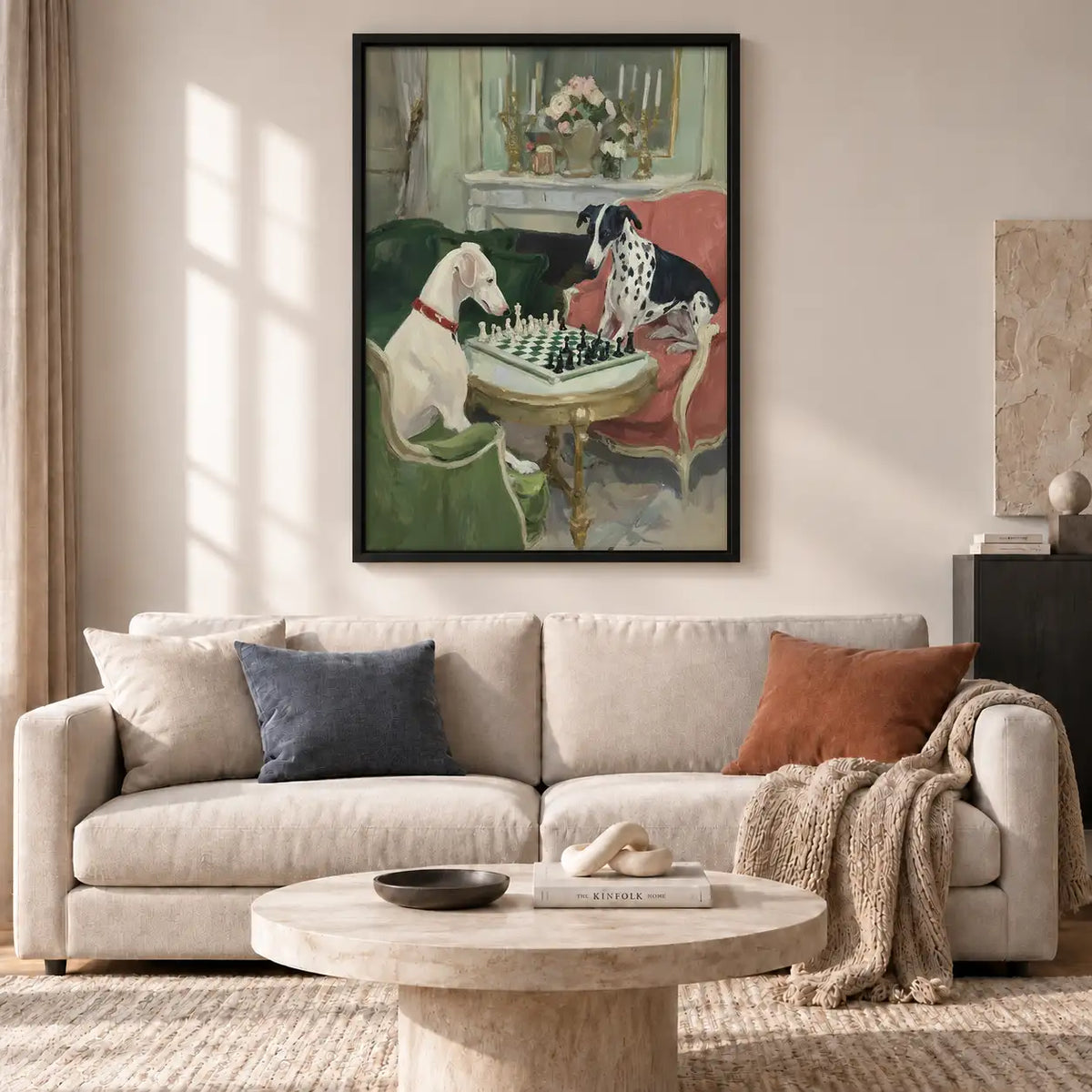 Elegant Dogs Playing Chess Wall Art 2