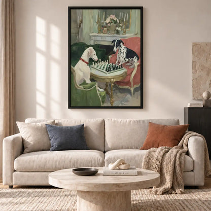 Elegant Dogs Playing Chess Wall Art 2
