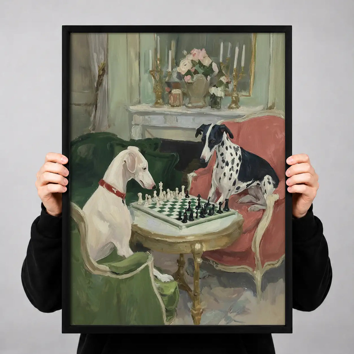 Elegant Dogs Playing Chess Wall Art 3