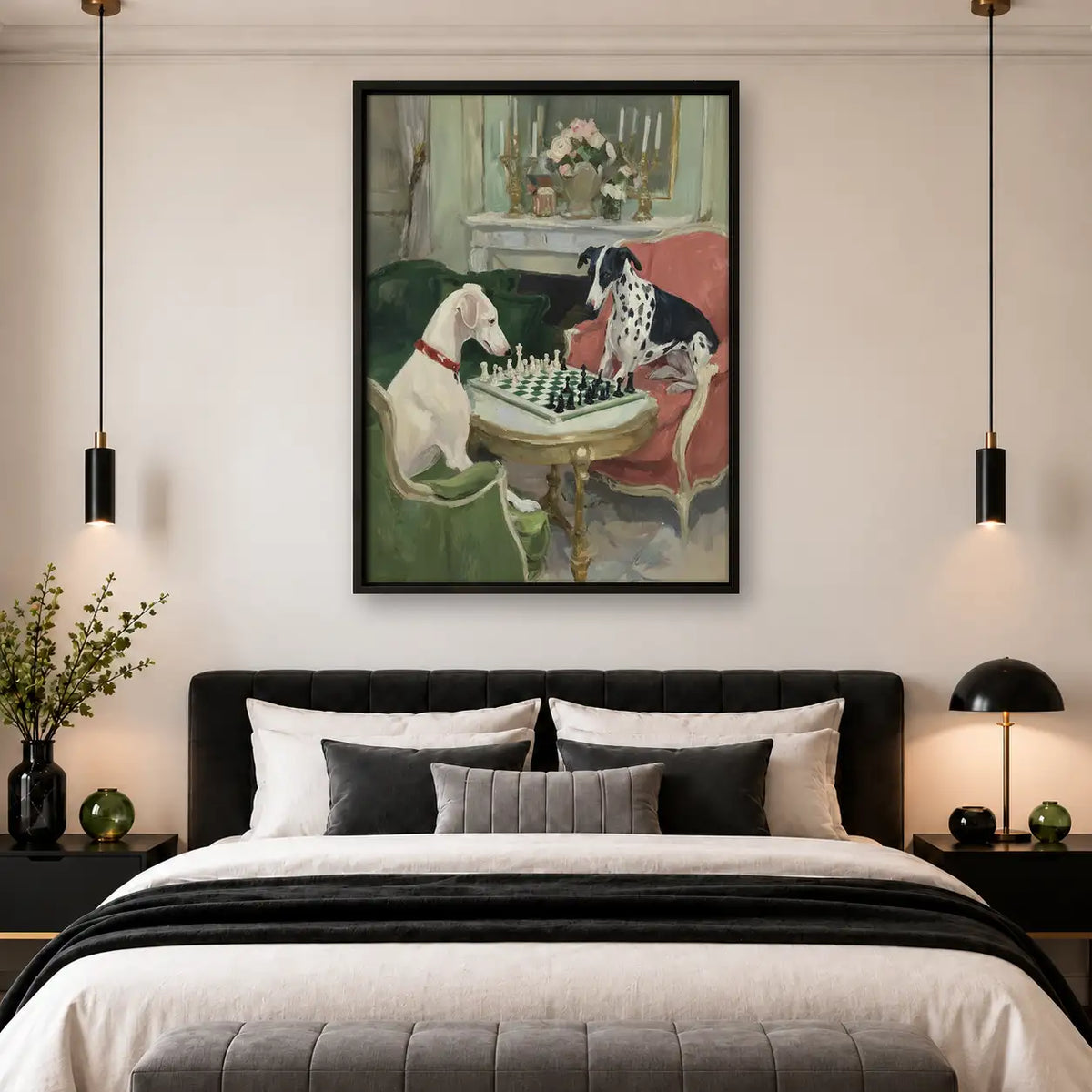 Elegant Dogs Playing Chess Wall Art 4