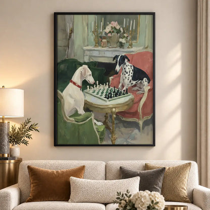 Elegant Dogs Playing Chess Wall Art 5