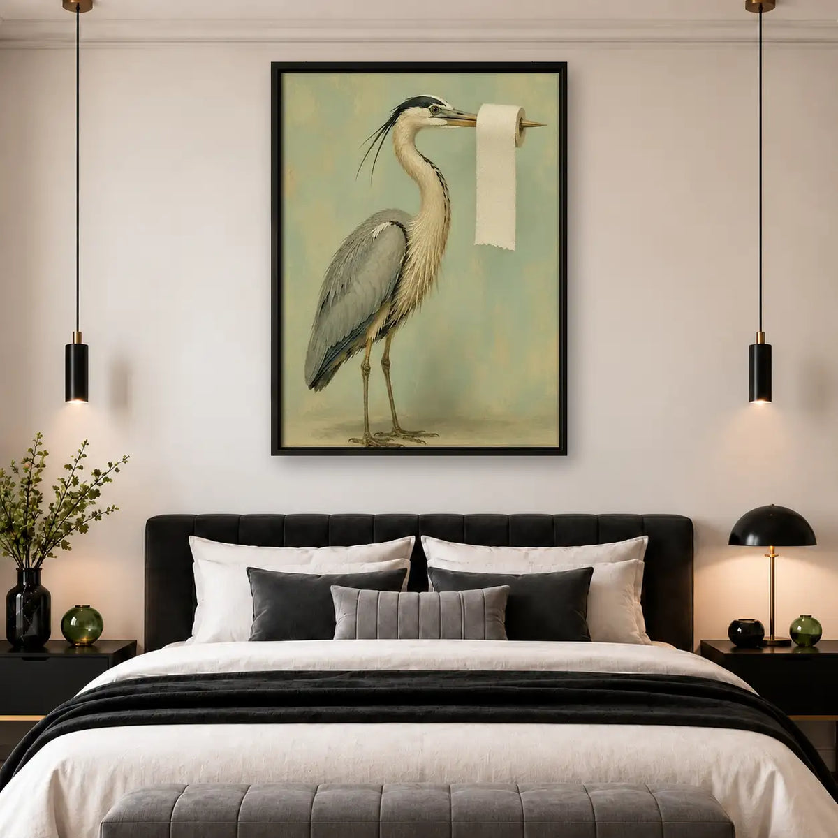 Elegant Gray Heron Wall Art 4