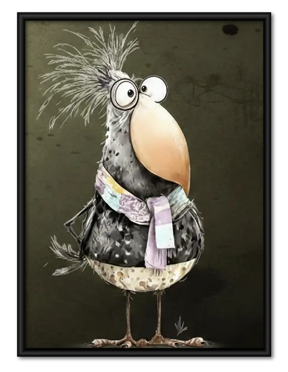 Elegant Quirky Bird in Scarf Wall Art 1