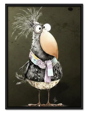 Elegant Quirky Bird in Scarf Wall Art