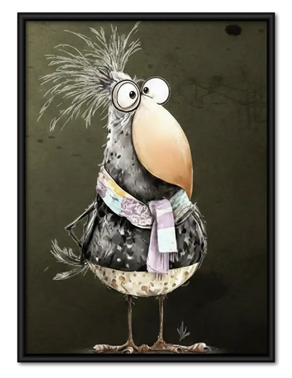 Elegant Quirky Bird in Scarf Wall Art