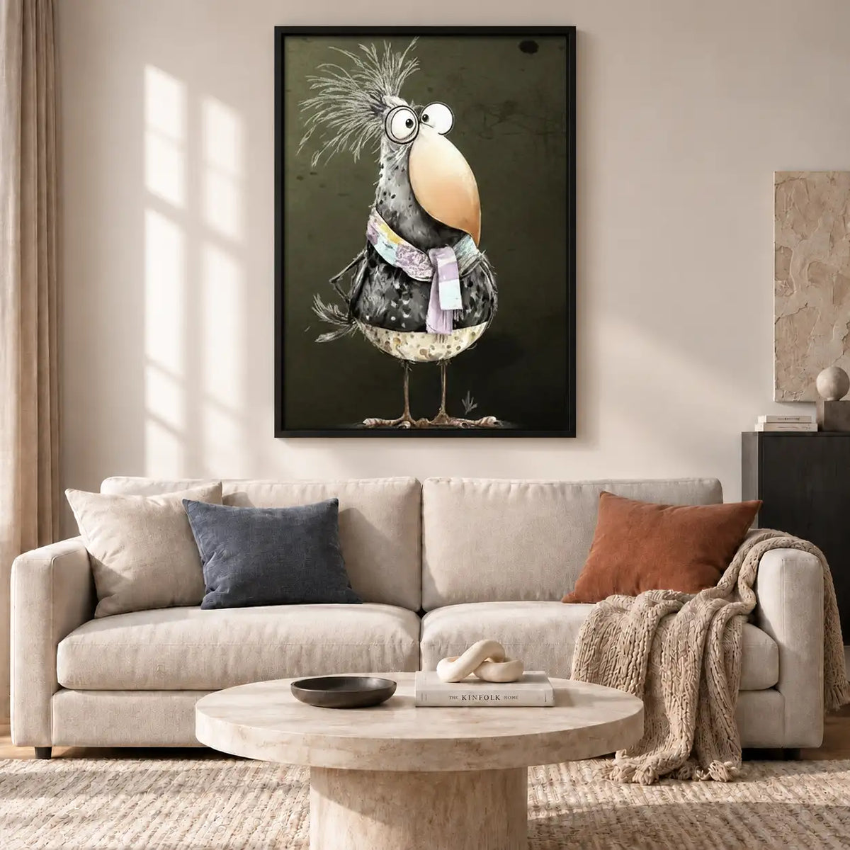 Elegant Quirky Bird in Scarf Wall Art 2