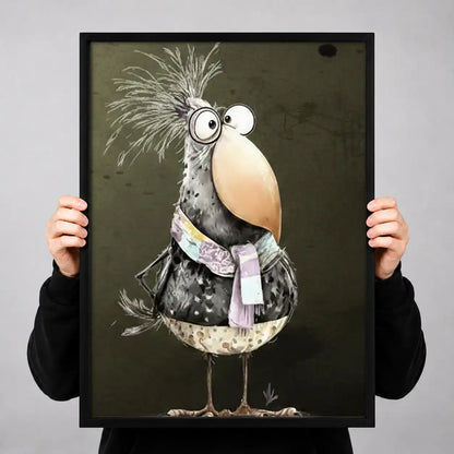 Elegant Quirky Bird in Scarf Wall Art 3
