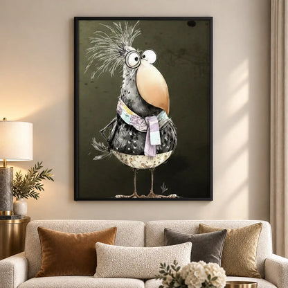 Elegant Quirky Bird in Scarf Wall Art 5