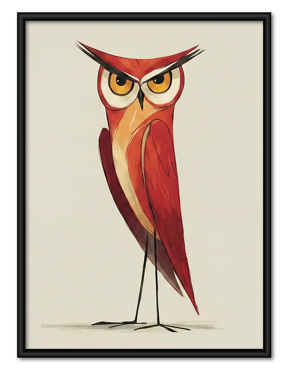 Elegant Red Owl Portrait Wall Art 1