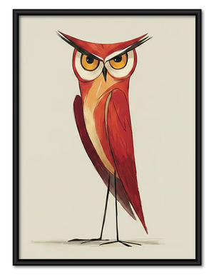 Elegant Red Owl Portrait Wall Art