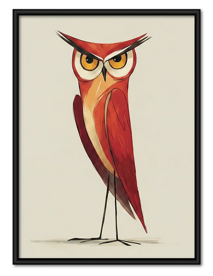 Elegant Red Owl Portrait Wall Art