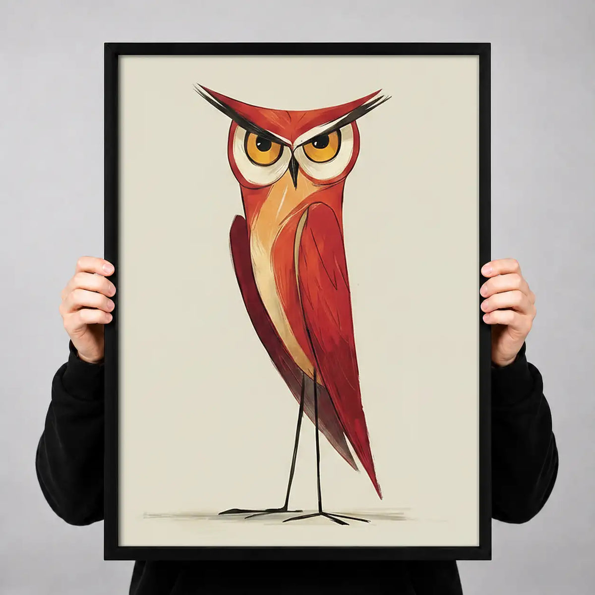 Elegant Red Owl Portrait Wall Art 3