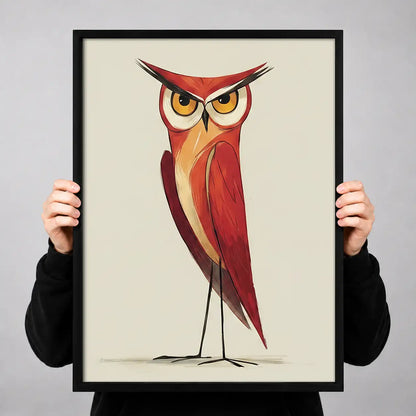 Elegant Red Owl Portrait Wall Art 3