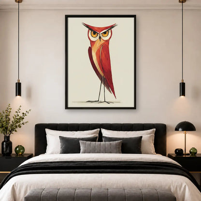 Elegant Red Owl Portrait Wall Art 4