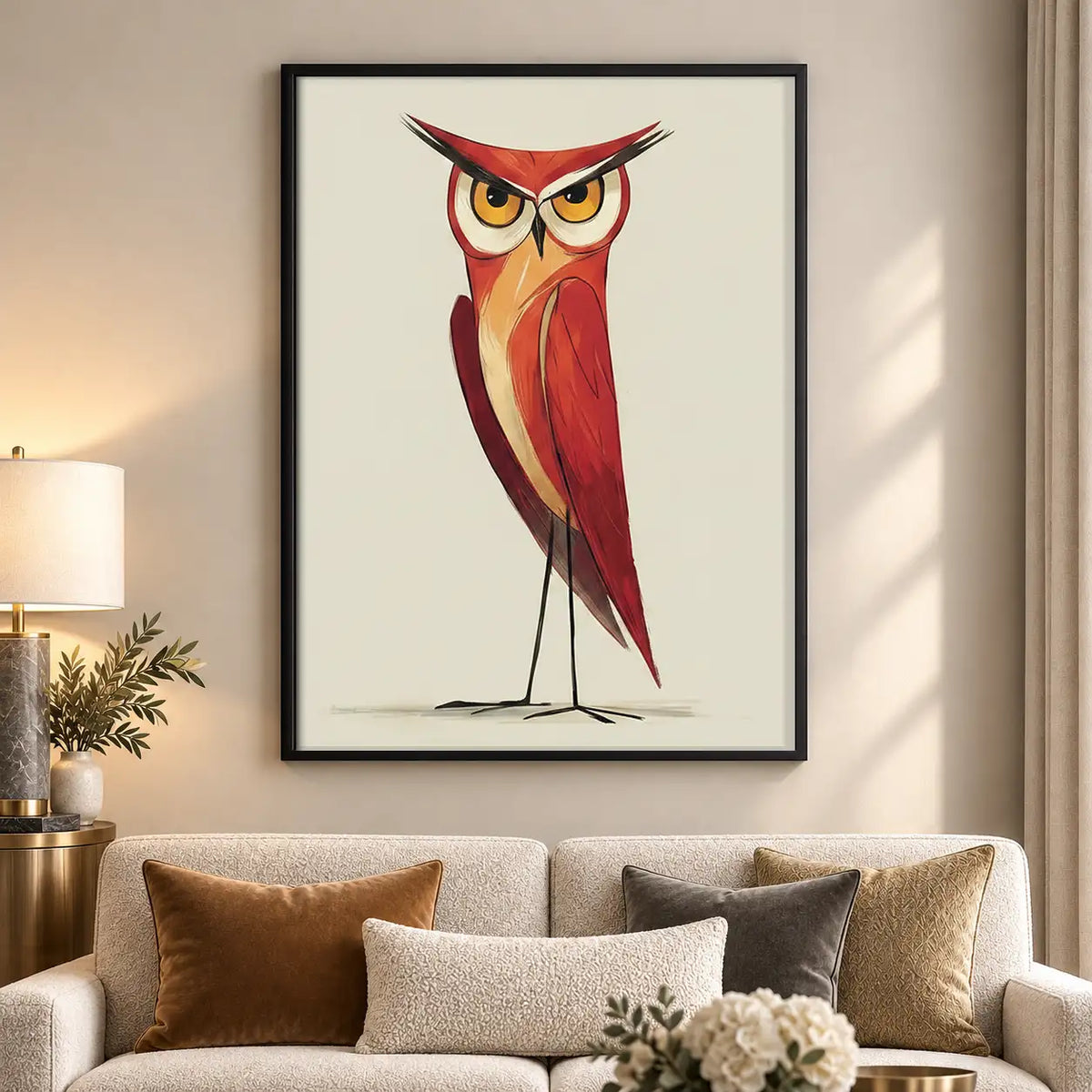 Elegant Red Owl Portrait Wall Art 5