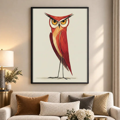 Elegant Red Owl Portrait Wall Art 5