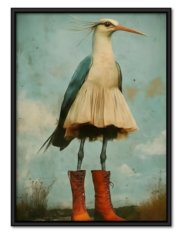 Elegant Seagull Wearing Red Boots Wall Art