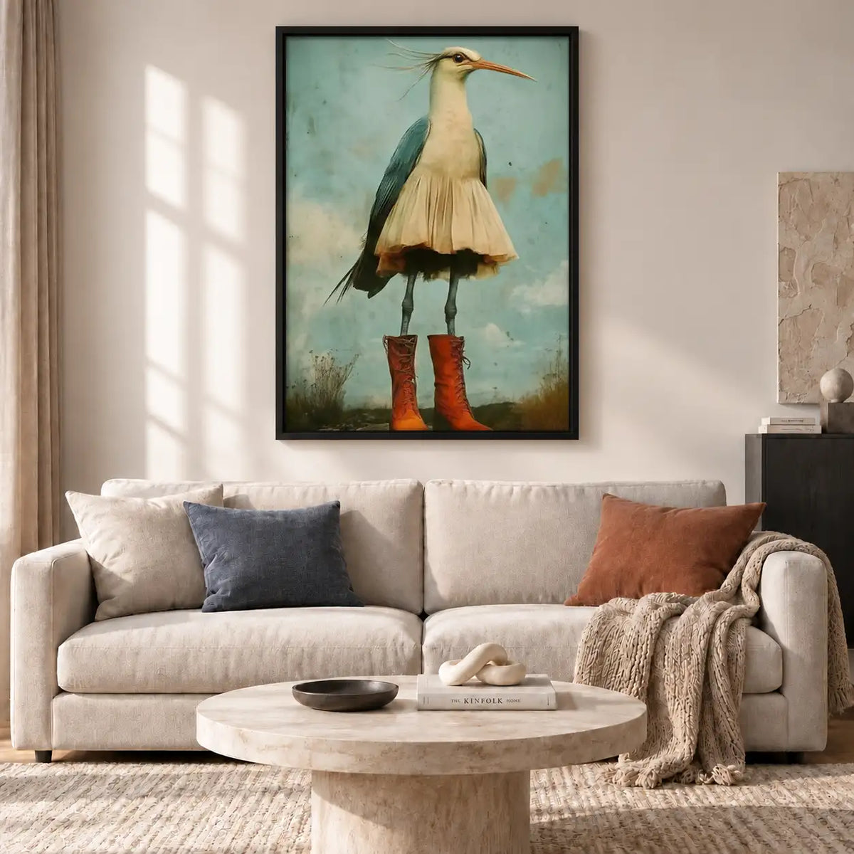 Elegant Seagull Wearing Red Boots Wall Art 2