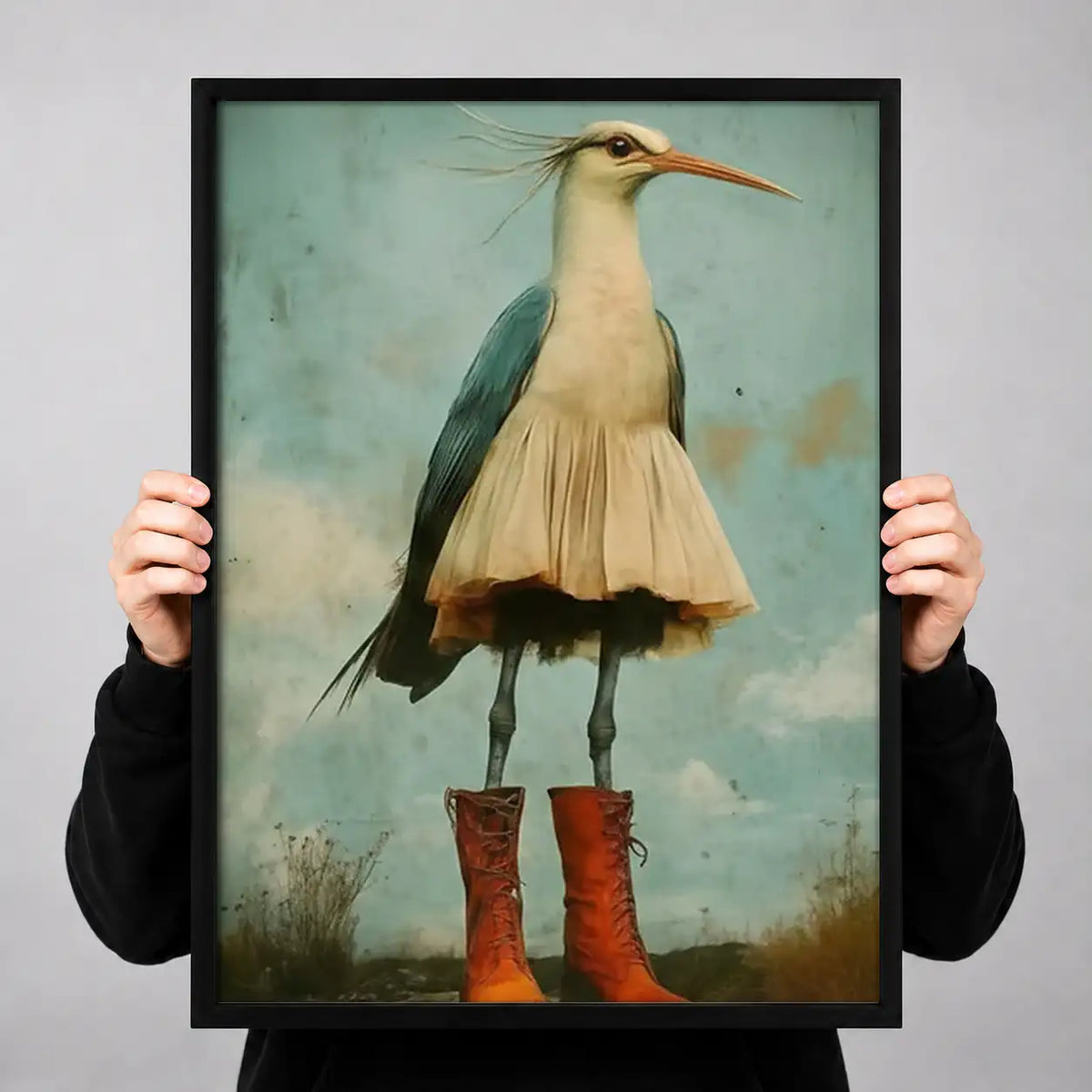 Elegant Seagull Wearing Red Boots Wall Art 3