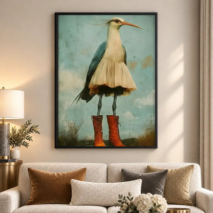 Elegant Seagull Wearing Red Boots Wall Art 5