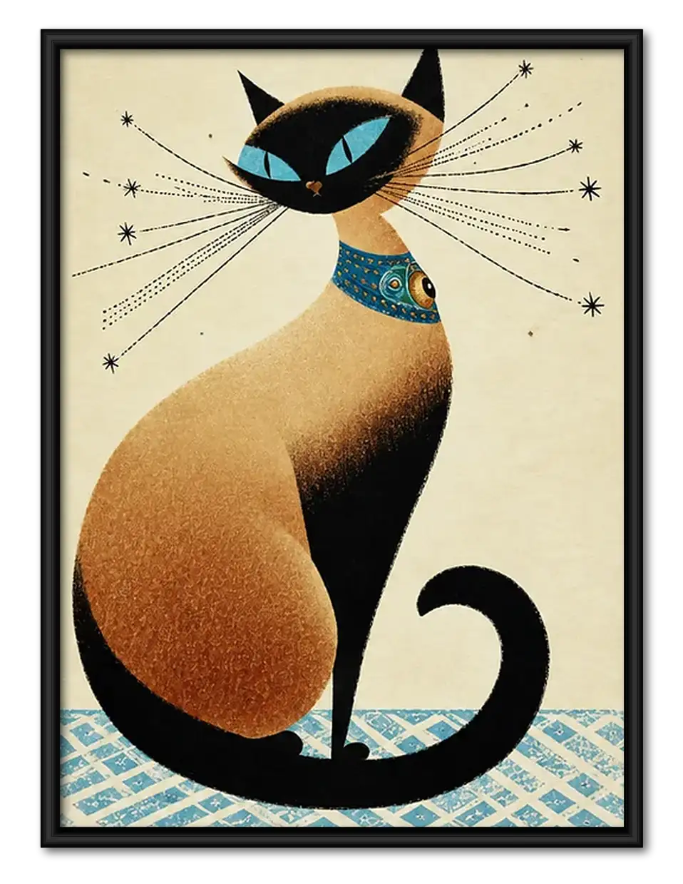 Elegant Siamese Cat Art Deco Wall Art 1