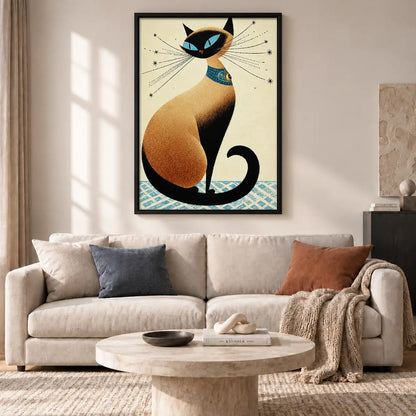 Elegant Siamese Cat Art Deco Wall Art 2