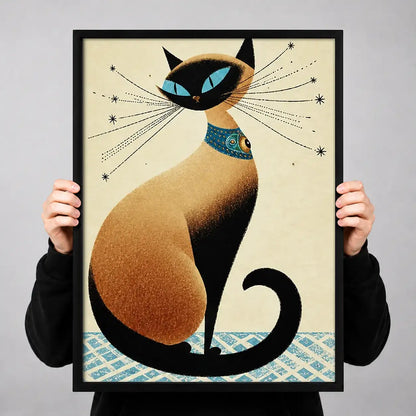 Elegant Siamese Cat Art Deco Wall Art 3