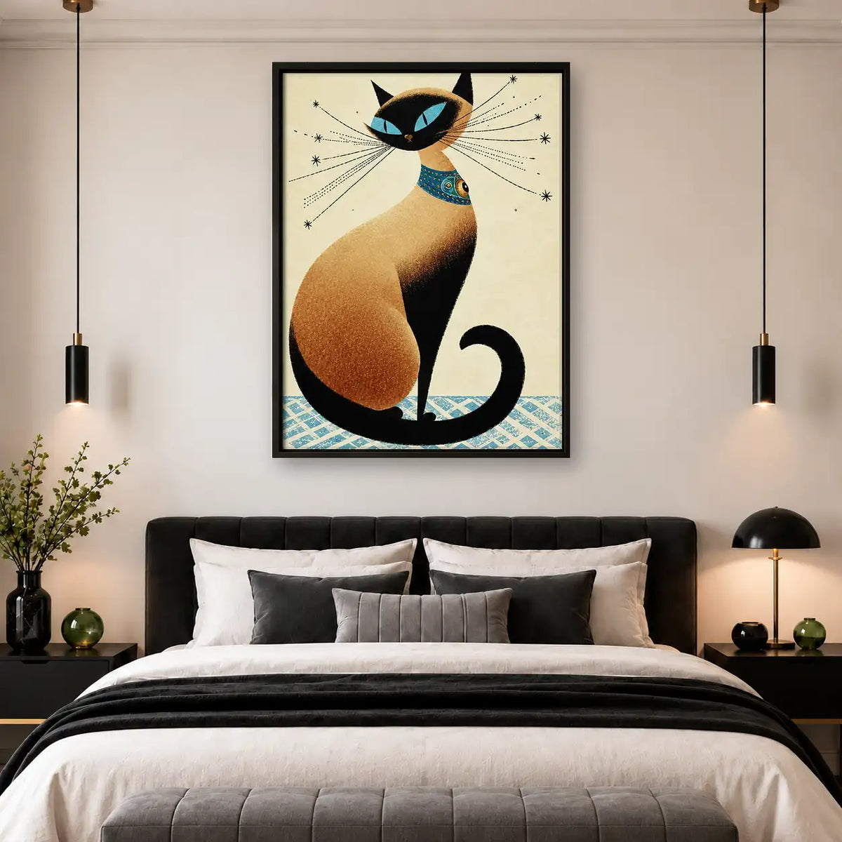 Elegant Siamese Cat Art Deco Wall Art 4