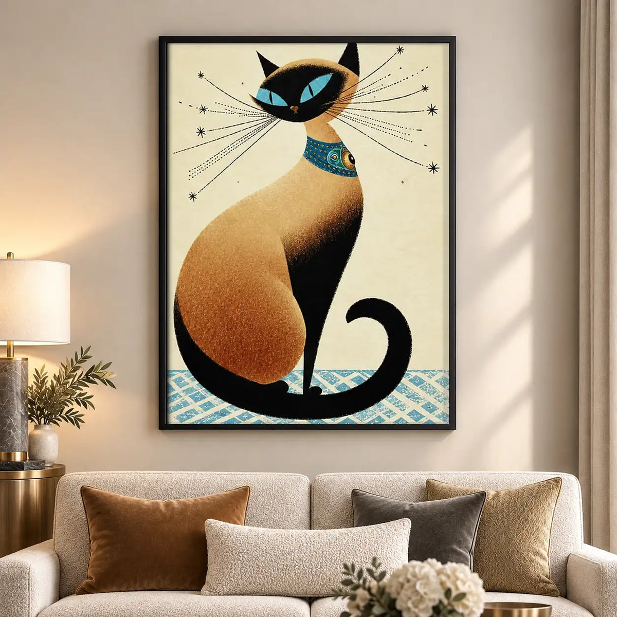 Elegant Siamese Cat Art Deco Wall Art 5
