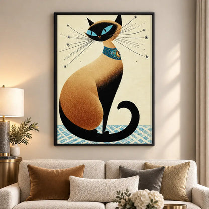 Elegant Siamese Cat Art Deco Wall Art 5