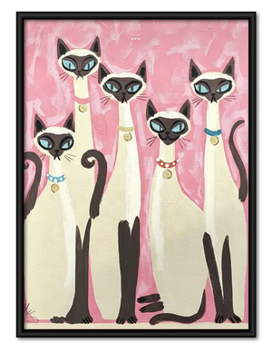 Elegant Siamese Cat Group Wall Art
