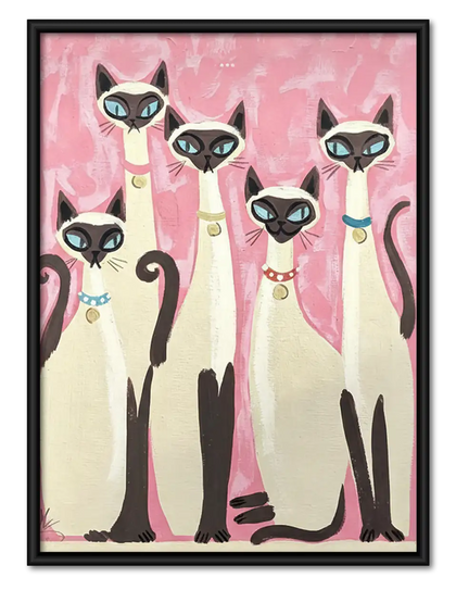 Elegant Siamese Cat Group Wall Art