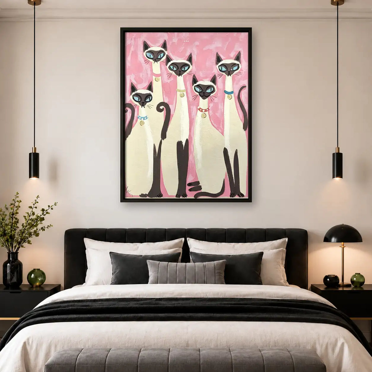 Elegant Siamese Cat Group Wall Art 4