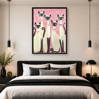 Elegant Siamese Cat Group Wall Art 4