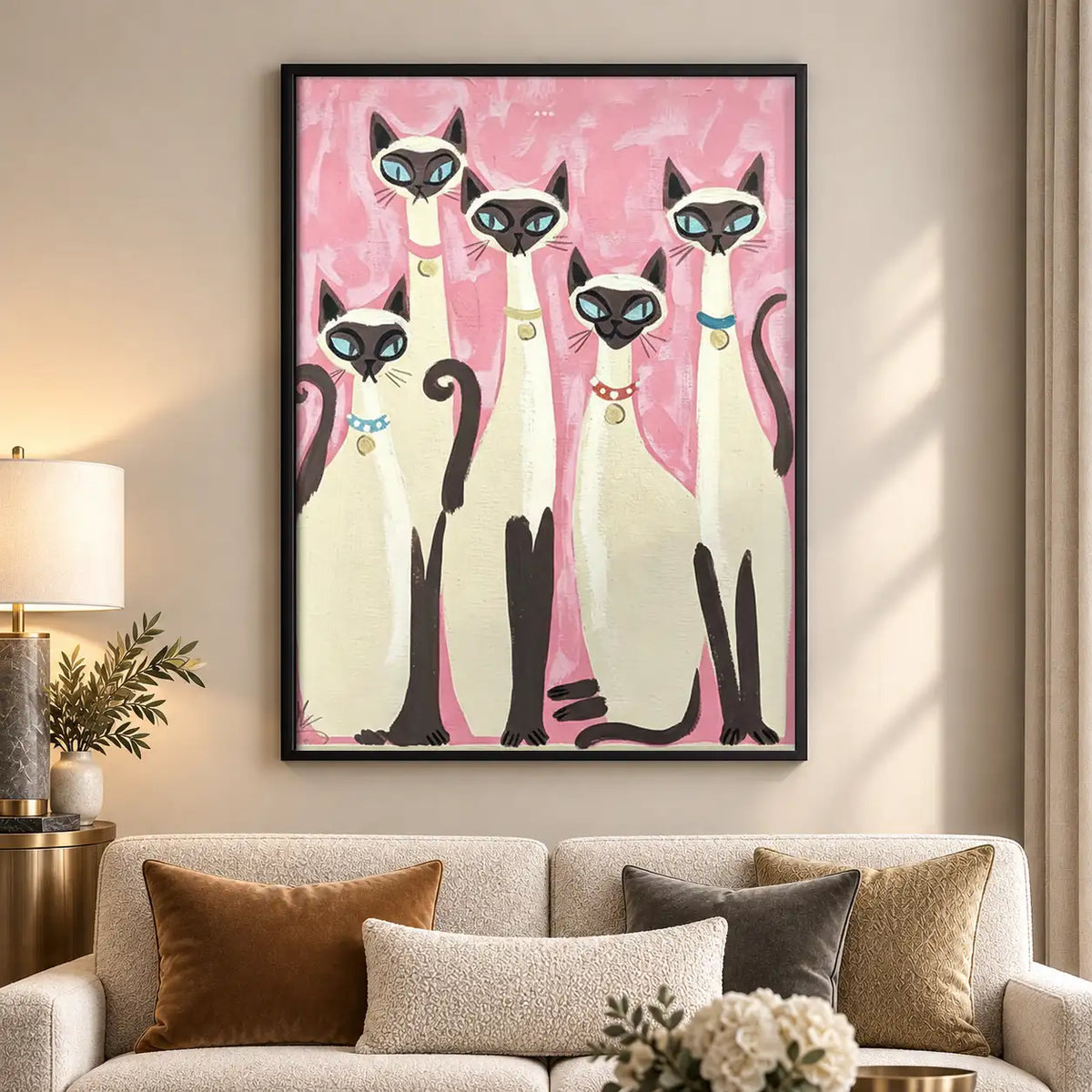 Elegant Siamese Cat Group Wall Art 5
