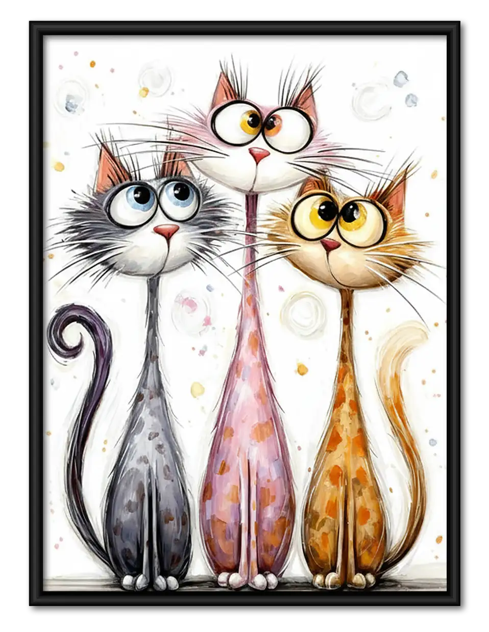 Elegant White Cat Group Wall Art 1