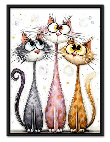 Elegant White Cat Group Wall Art 1