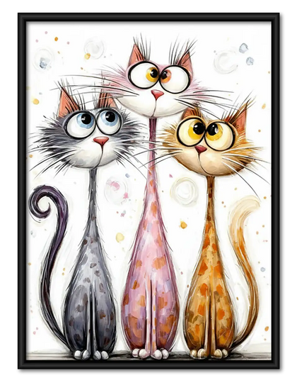 Elegant White Cat Group Wall Art