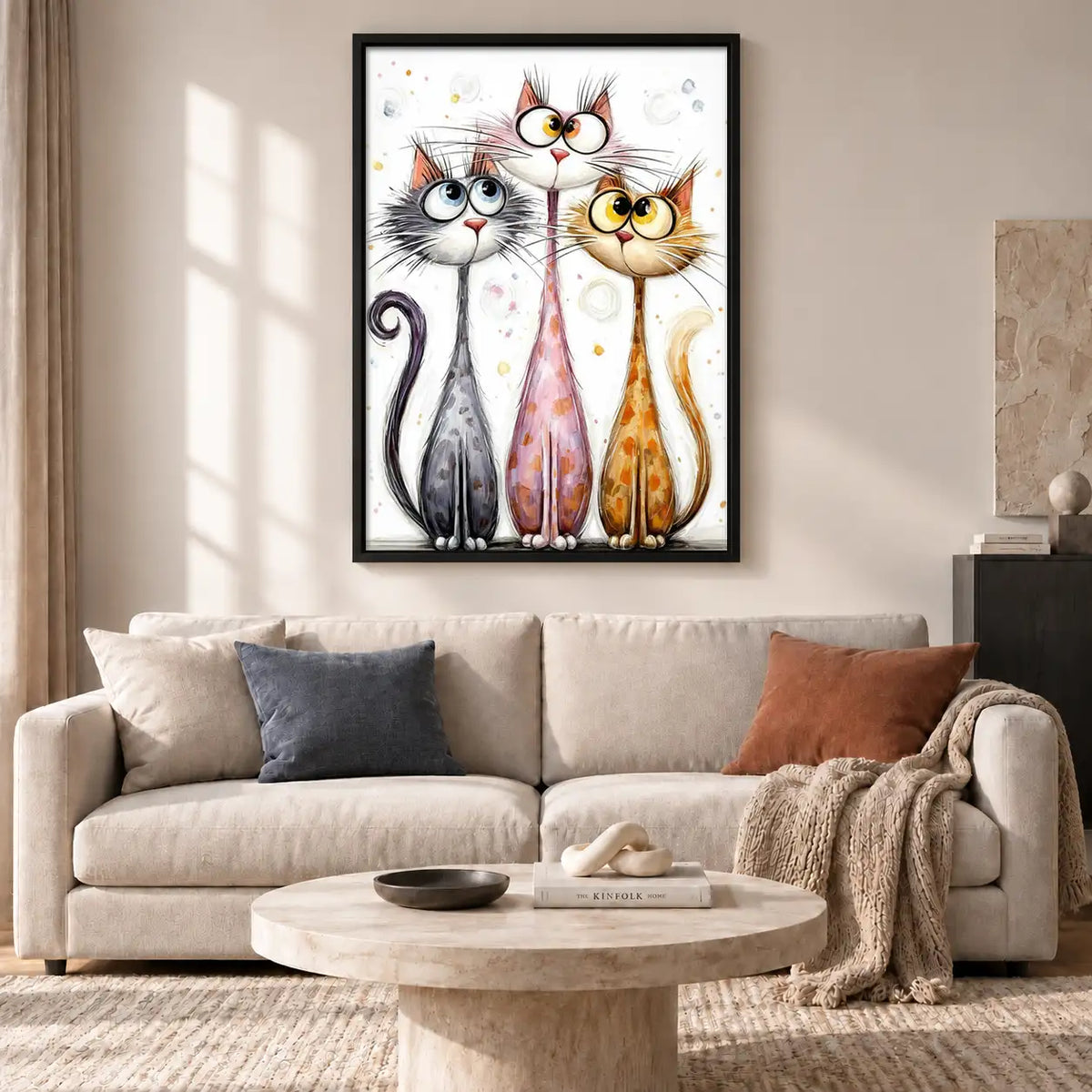 Elegant White Cat Group Wall Art 2