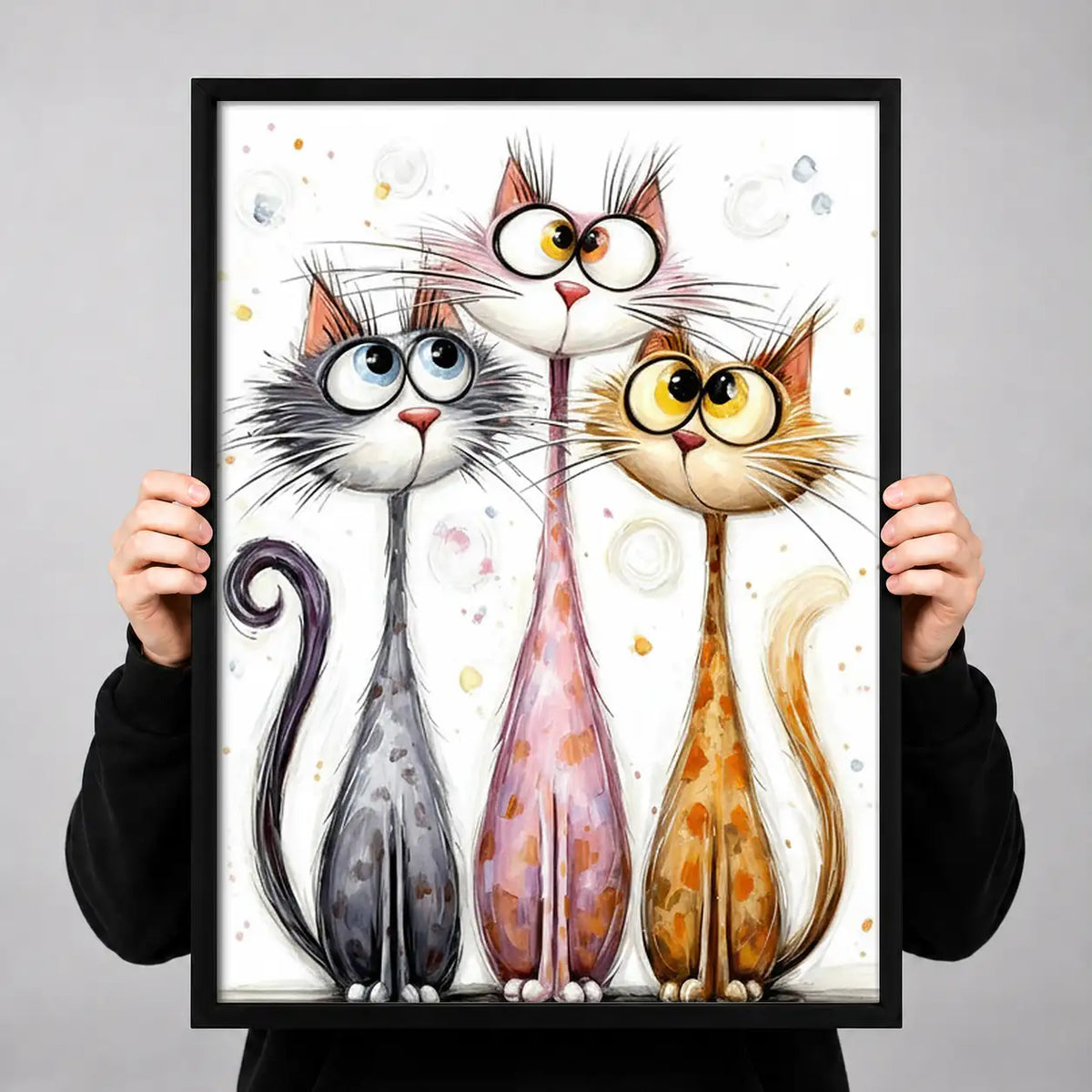 Elegant White Cat Group Wall Art 3