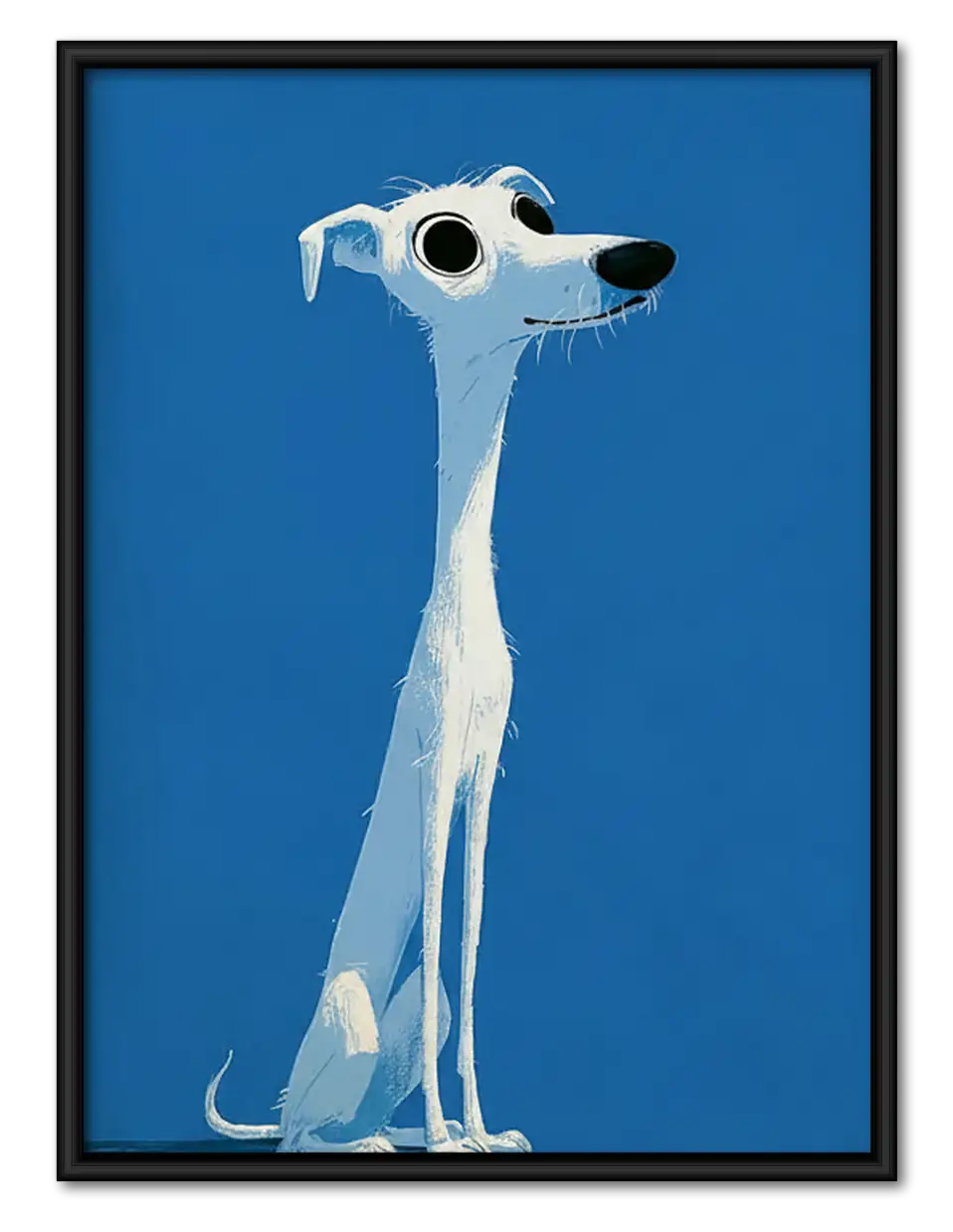 Elegant White Greyhound on Blue Wall Art 1