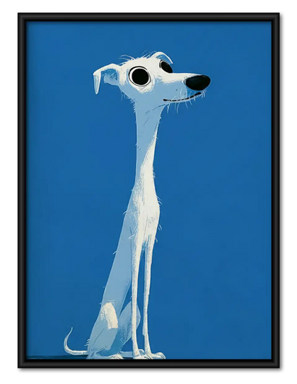 Elegant White Greyhound on Blue Wall Art