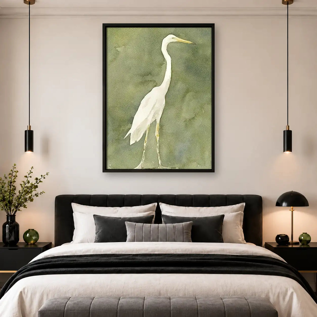 Elegant White Heron Portrait Wall Art 4