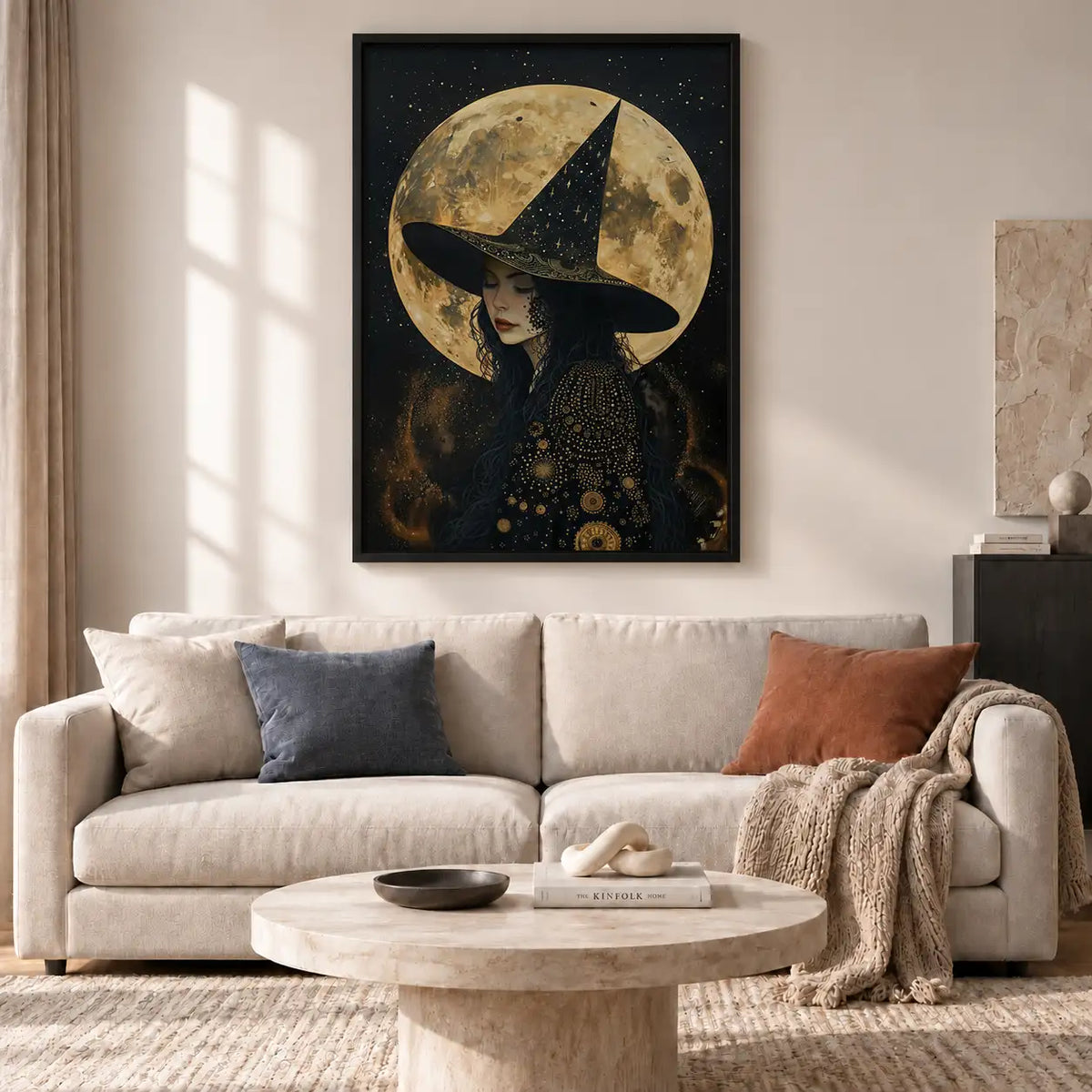 Elegant Witch Beneath Full Moon Wall Art 2
