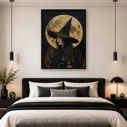 Elegant Witch Beneath Full Moon Wall Art 4