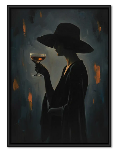 Elegant Witch Holding Wine Wall Art 1