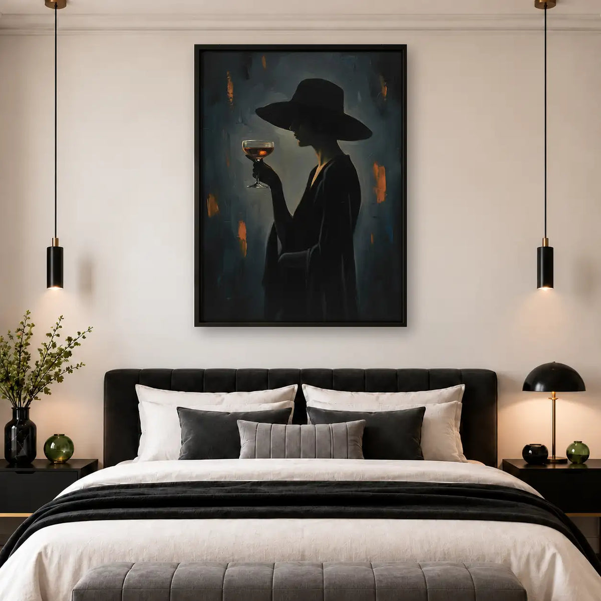 Elegant Witch Holding Wine Wall Art 4