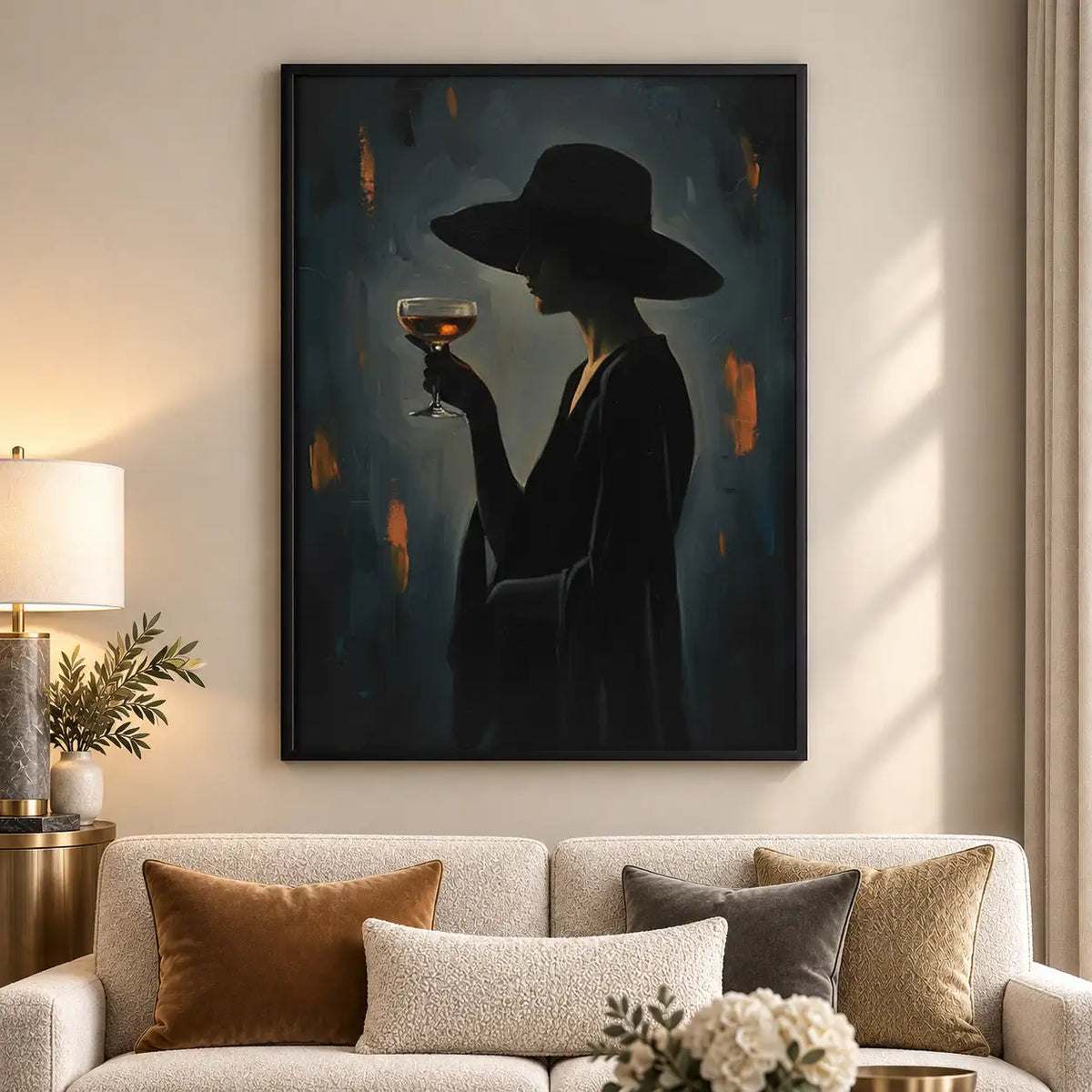 Elegant Witch Holding Wine Wall Art 5