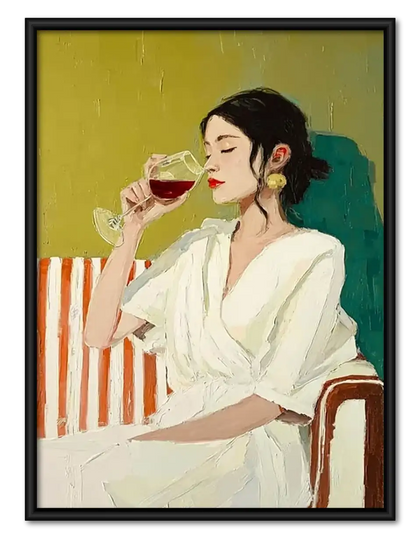 Elegant Woman Enjoying Wine Wall Art